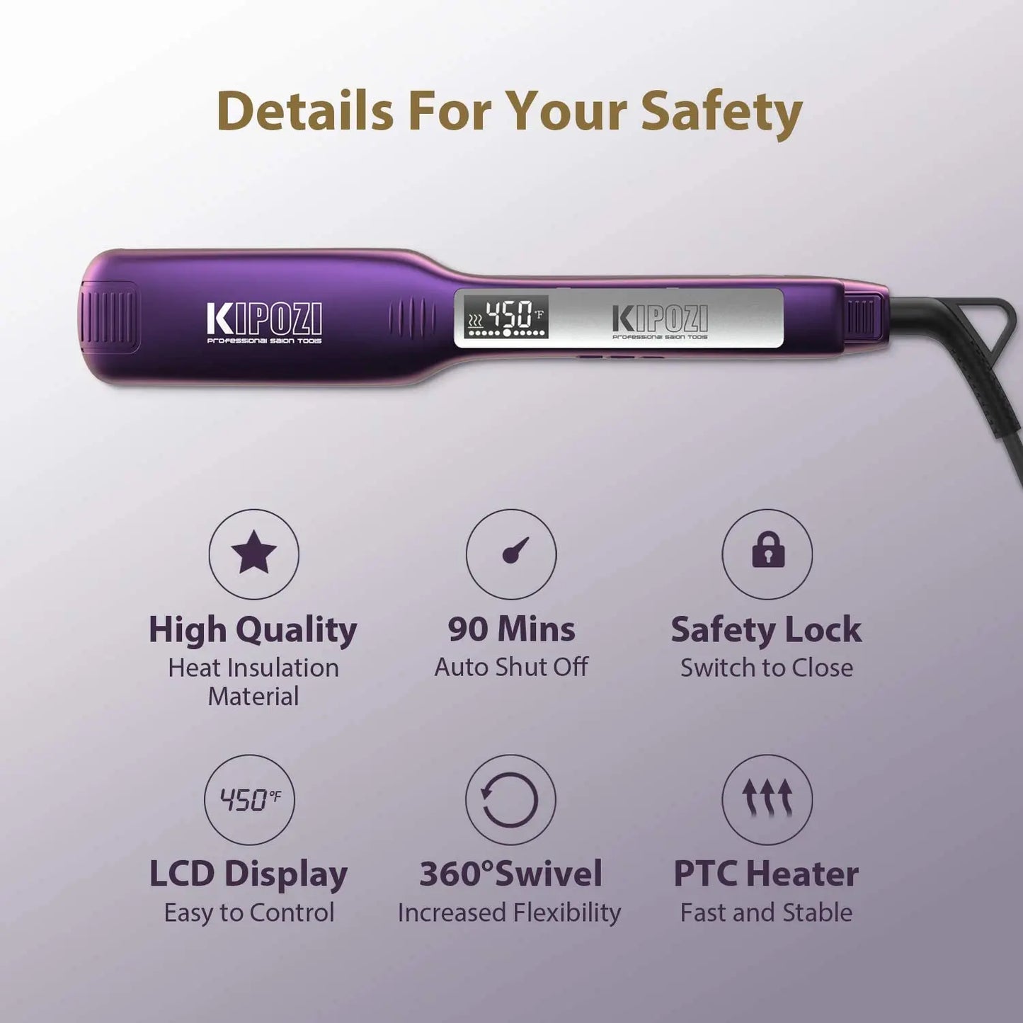 KIPOZI Professional Titanium Flat Iron