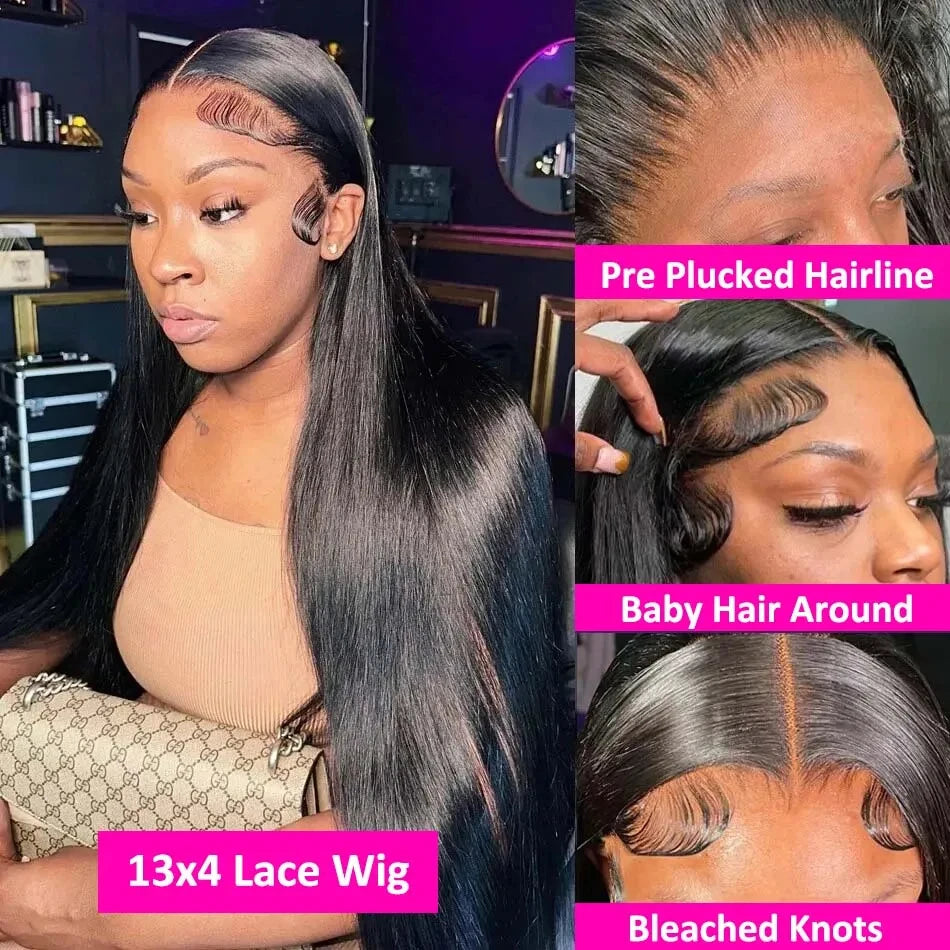Straight Human Hair Wigs Hd Lace Brazilian
