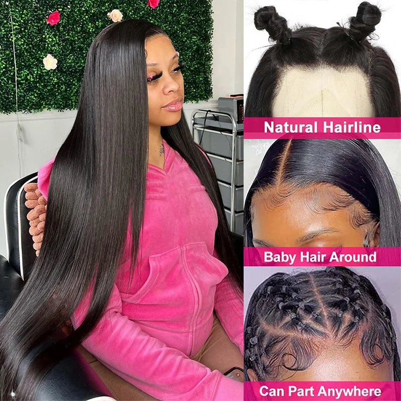 Bone Straight Jet Black HD Human Hair Wig