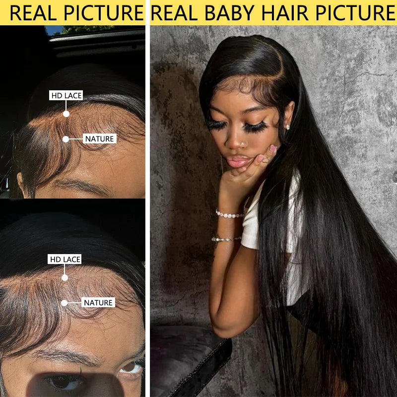 Bone Straight Jet Black HD Human Hair Wig