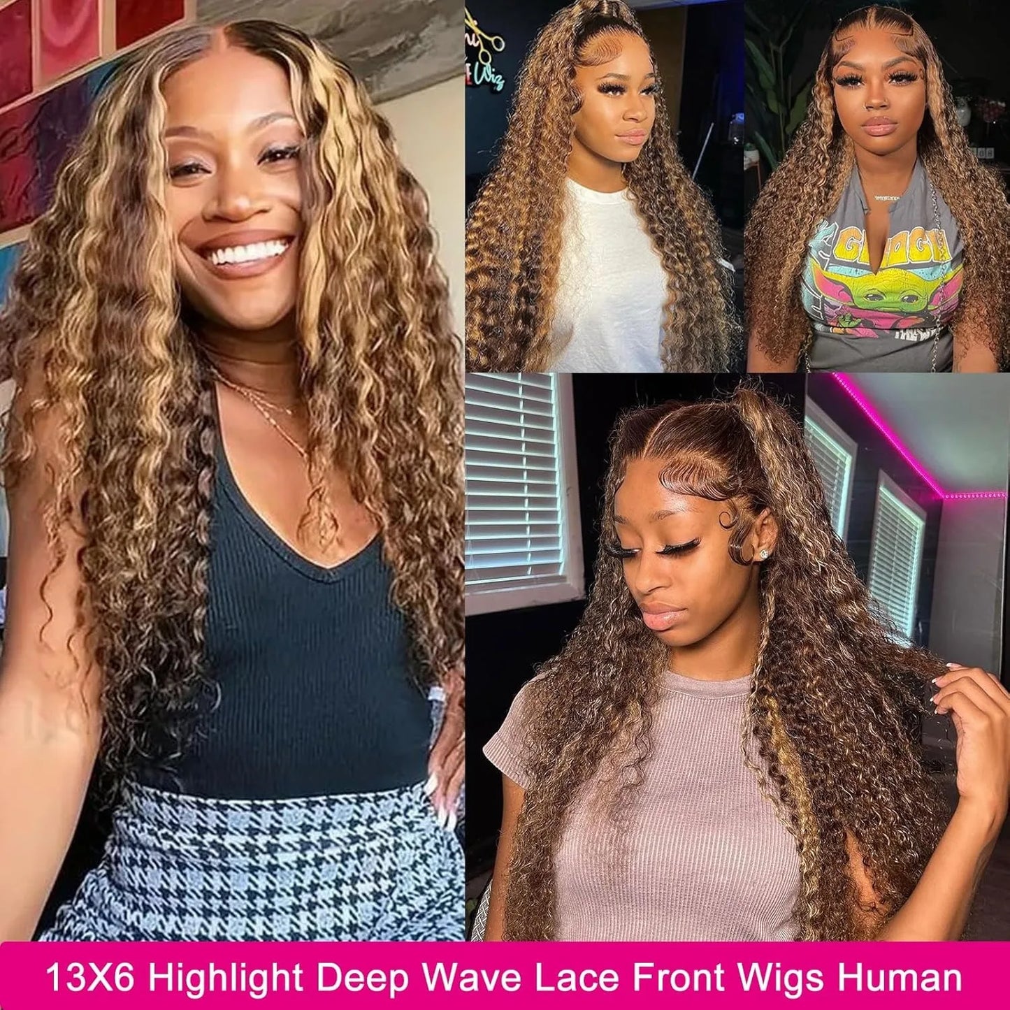 Highlight Honey Brown Curly