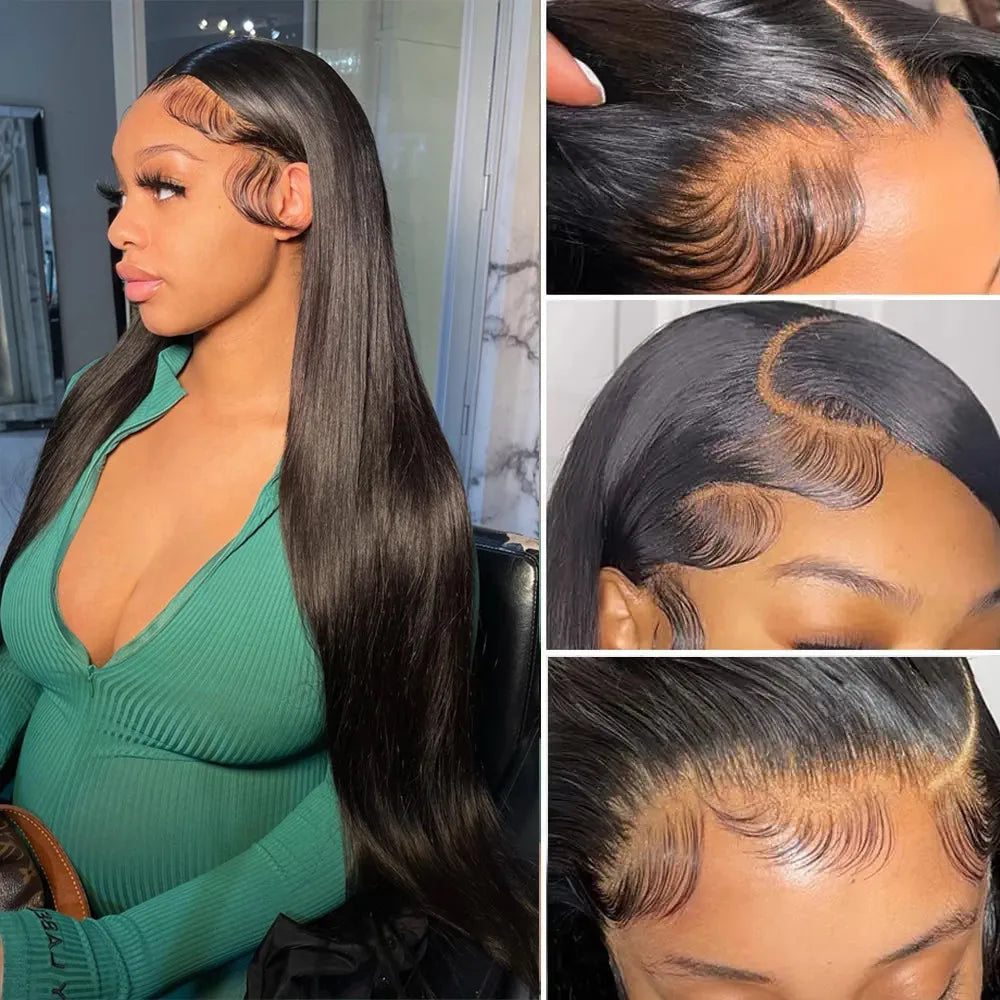 Bone Straight Jet Black HD Human Hair Wig