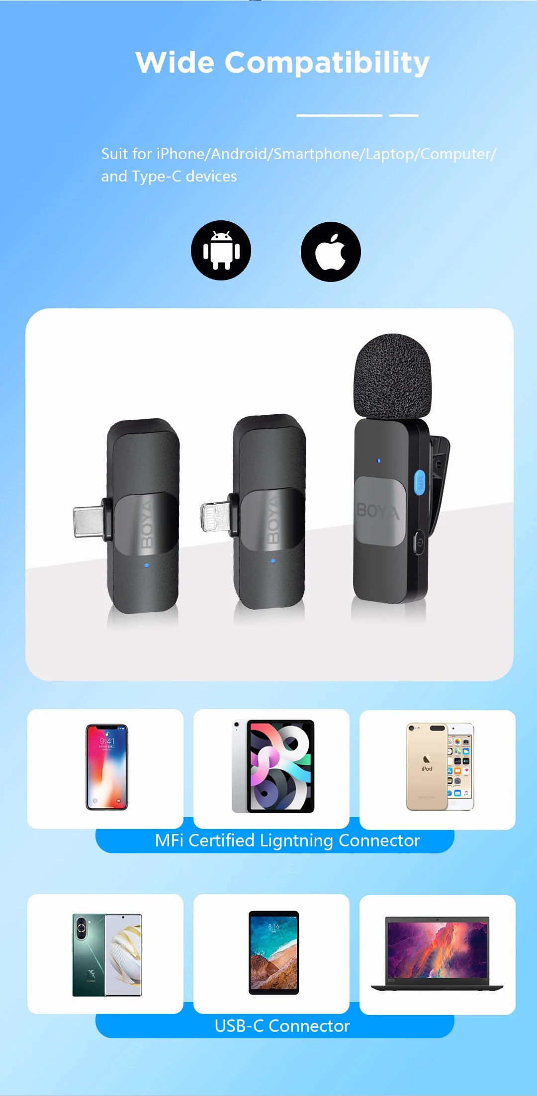 BOYA BY-V Pro Wireless Lavalier Microphone Ki
