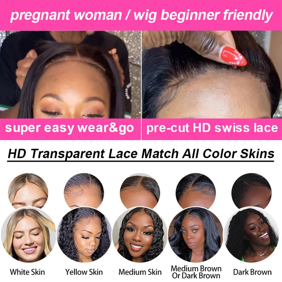 Bone Straight Jet Black HD Human Hair Wig