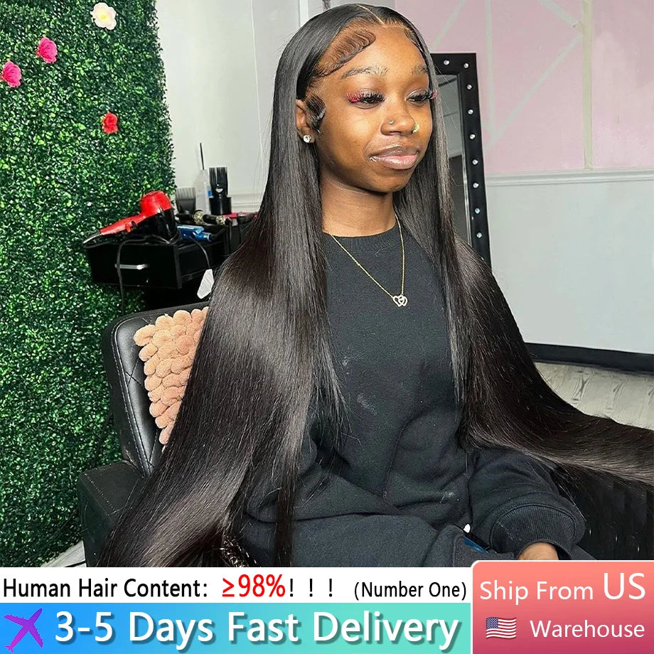 Bone Straight Jet Black HD Human Hair Wig