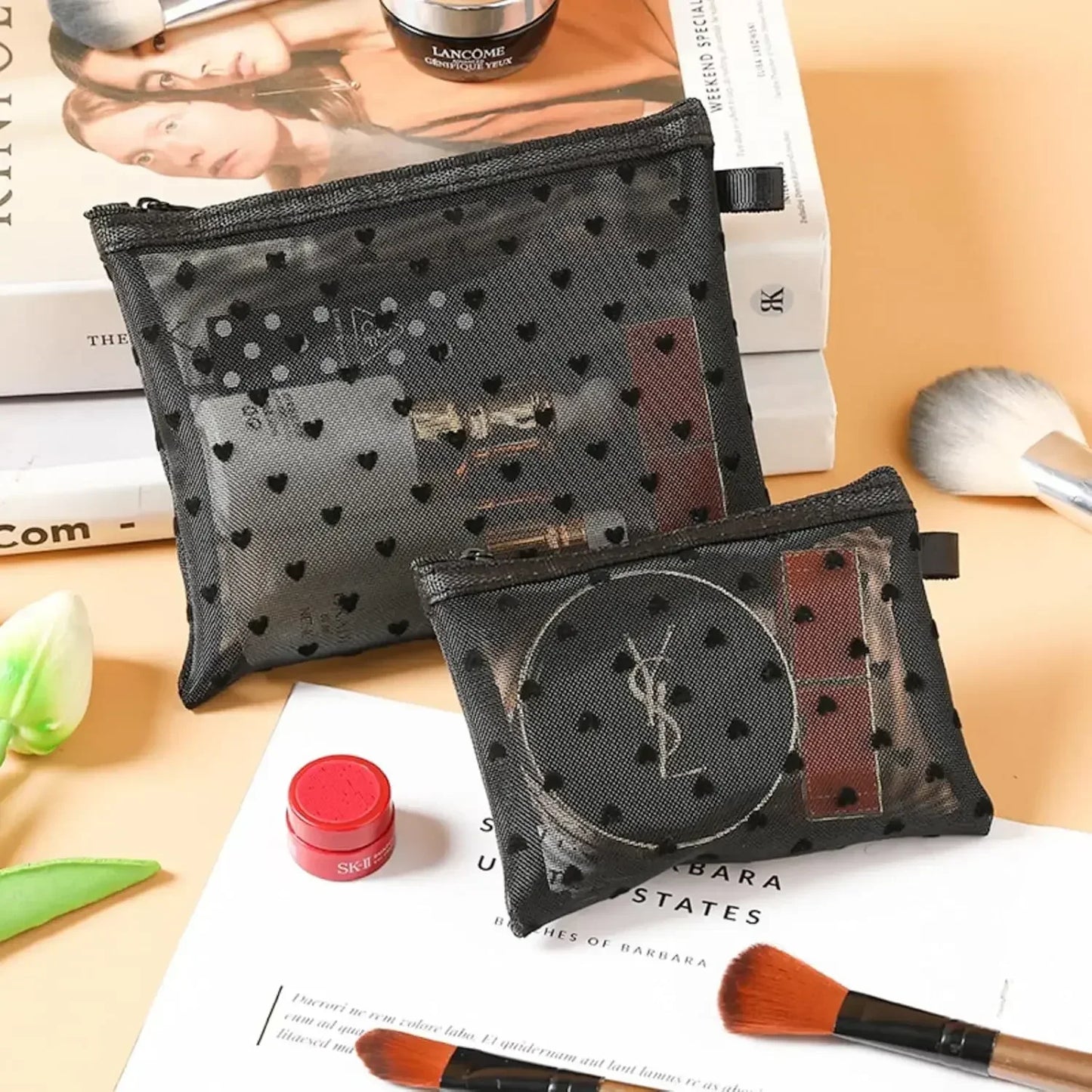 Women Mesh Cosmetic Bag Travel Storage Makeup Bag