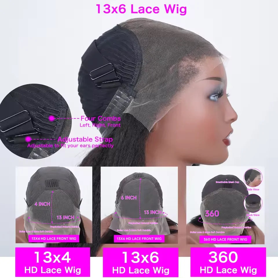 Bone Straight Jet Black HD Human Hair Wig