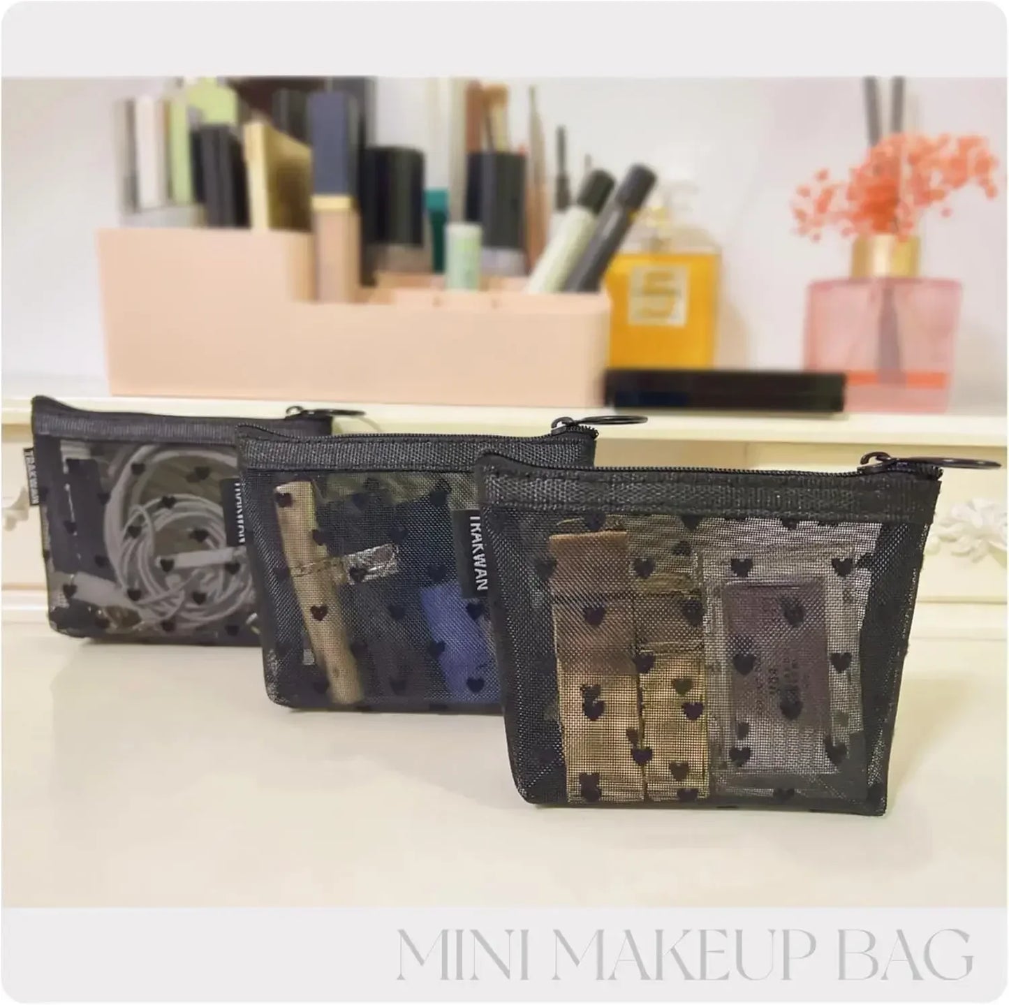 Women Mesh Cosmetic Bag Travel Storage Makeup Bag
