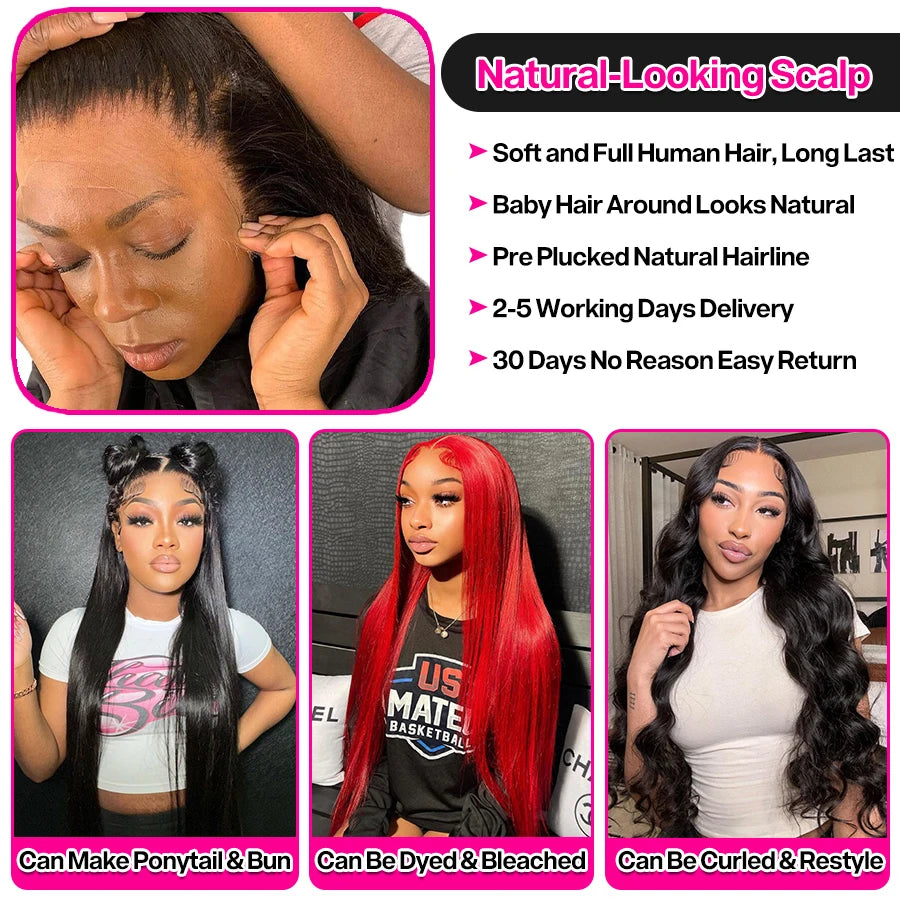 Bone Straight Jet Black HD Human Hair Wig