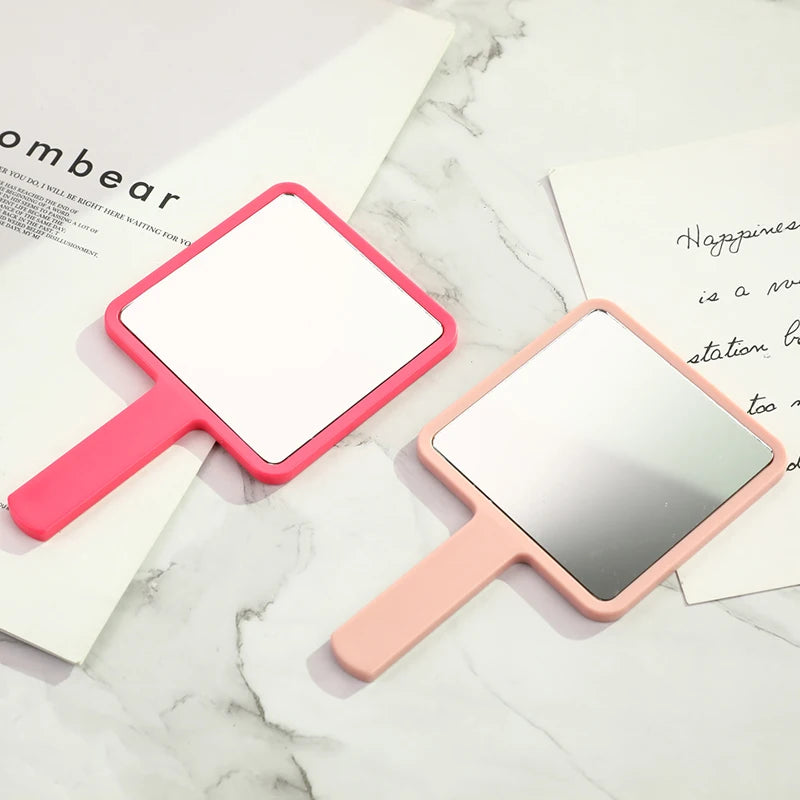1PC Eyelash Extension Handheld Makeup Mirror Square Makeup Vanity Mirror with Handle Hand Mirror SPA Salon Compact Mirrors