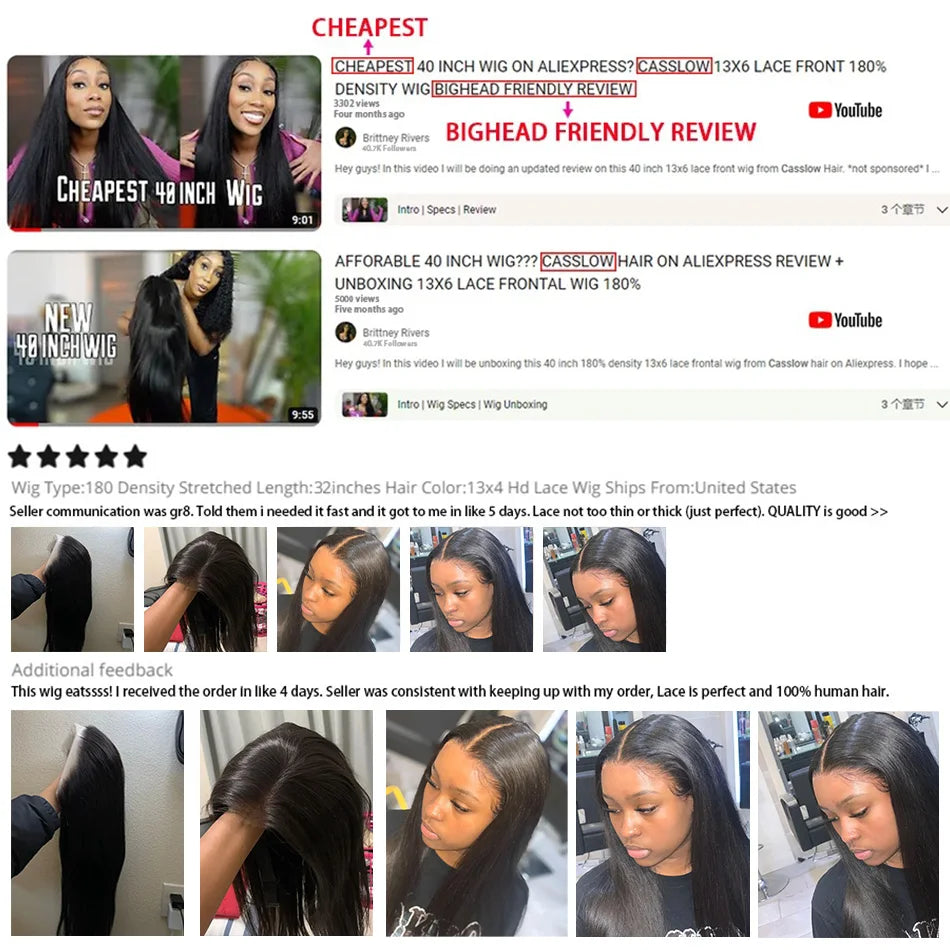 Bone Straight Jet Black HD Human Hair Wig
