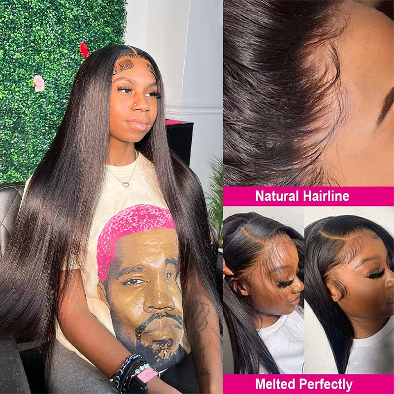 Bone Straight Jet Black HD Human Hair Wig