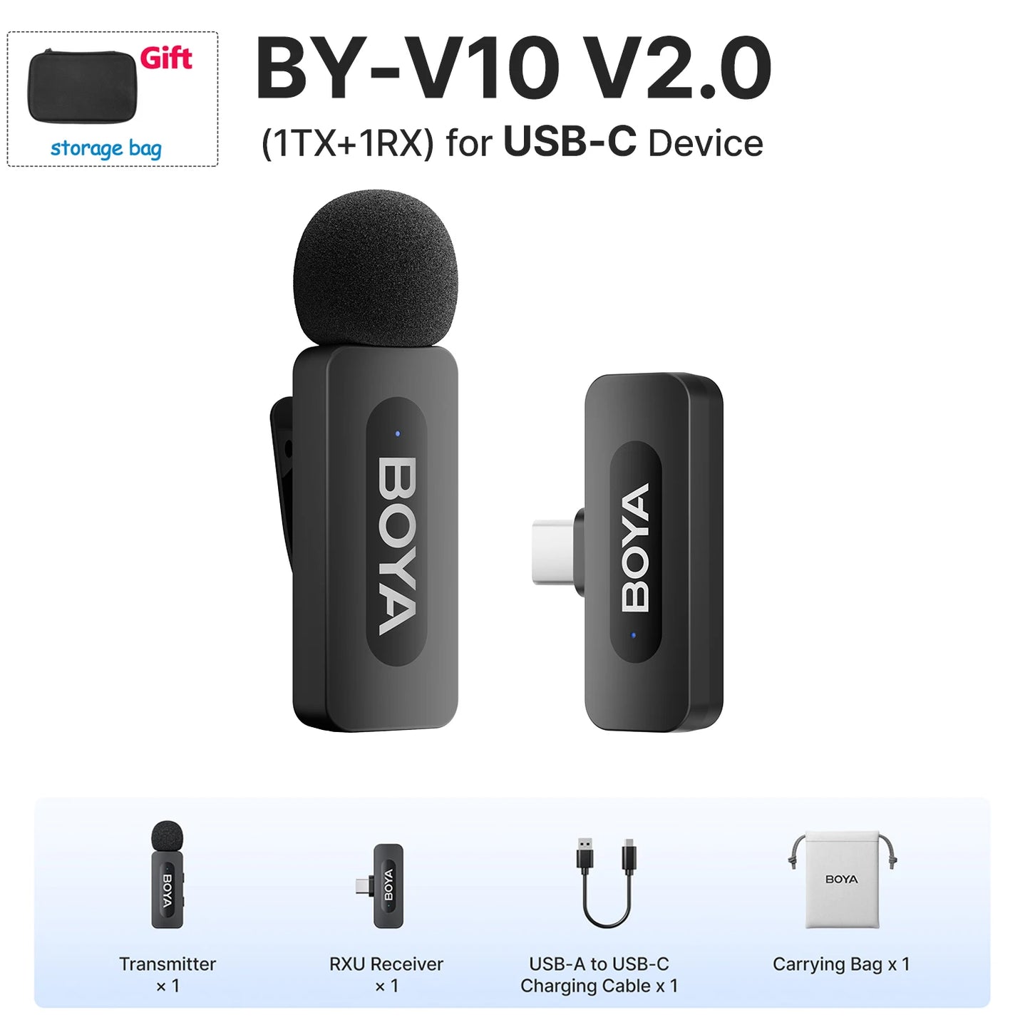 BOYA BY-V Pro Wireless Lavalier Microphone Ki