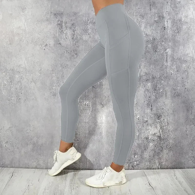 Women's High-Waist Sculpting Leggings with Pockets – Stretch Workout & Running Tights