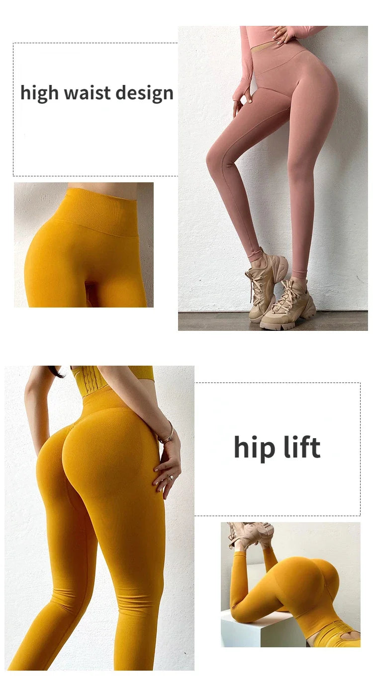 Women's Seamless High-Waist Push-Up Leggings – Sculpting Fitness & Yoga Pants