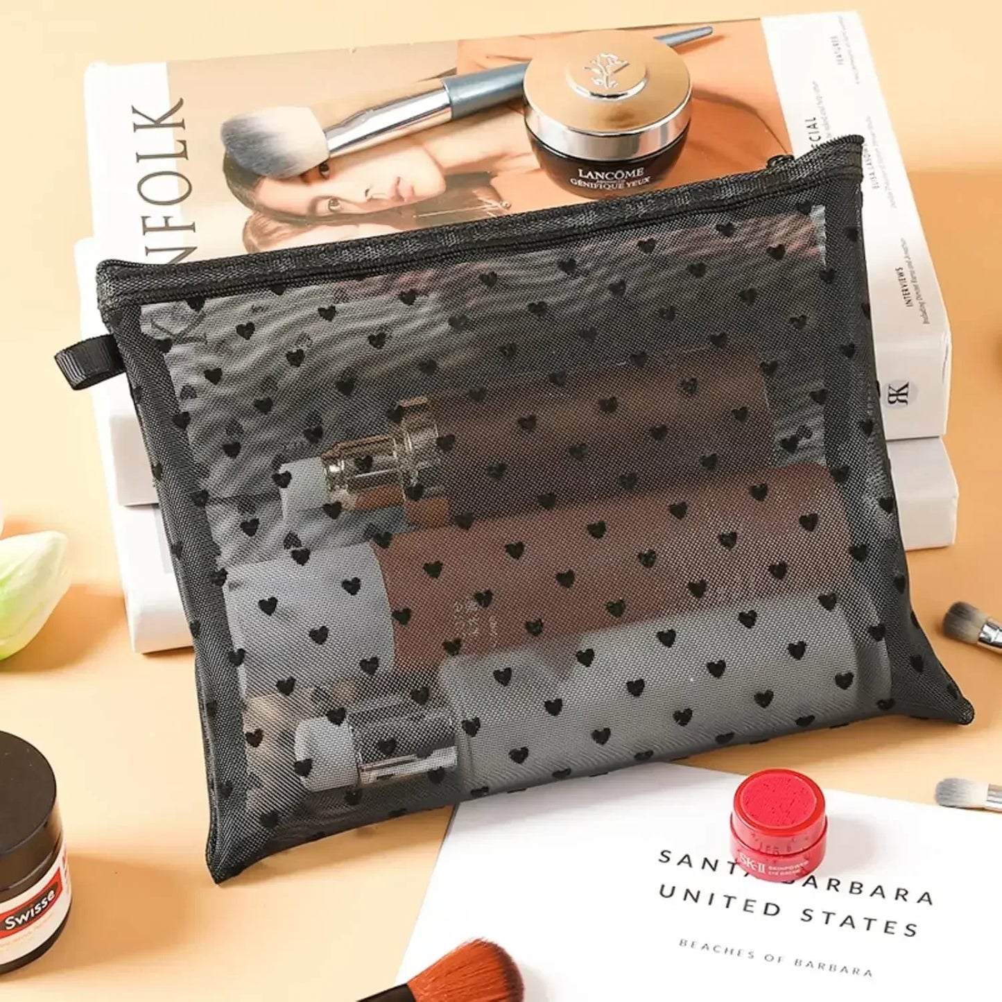 Women Mesh Cosmetic Bag Travel Storage Makeup Bag